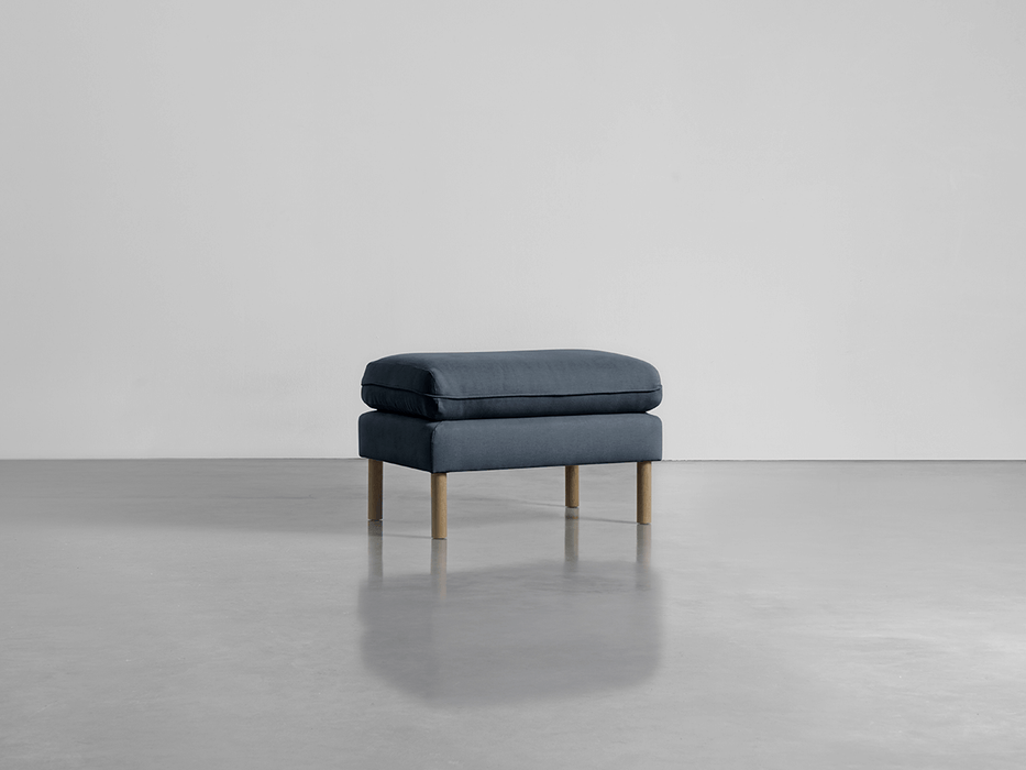 Scandi Ottoman French Blue Linen Cotton Blend
