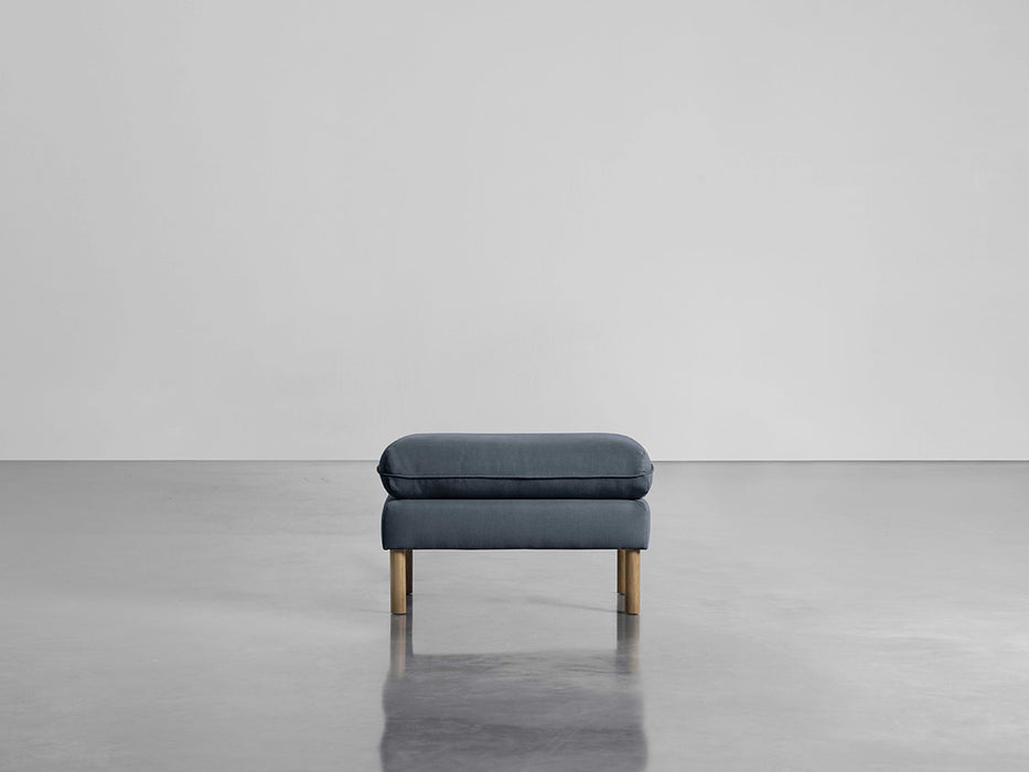Scandi Ottoman French Blue Linen Cotton Blend
