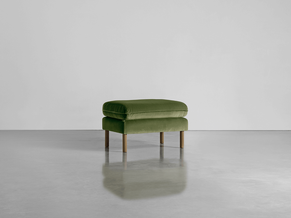 Scandi Ottoman Moss Cotton Velvet