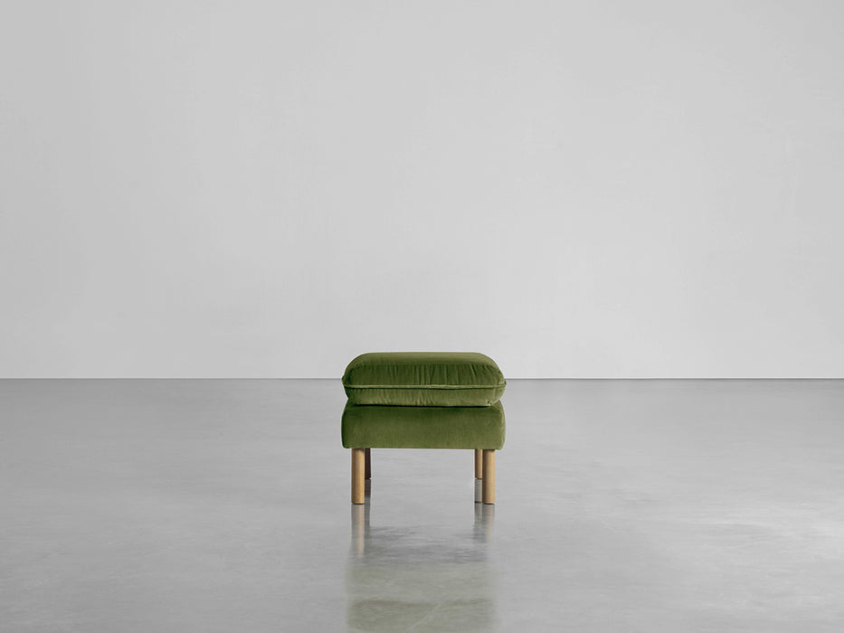 Scandi Ottoman Moss Cotton Velvet