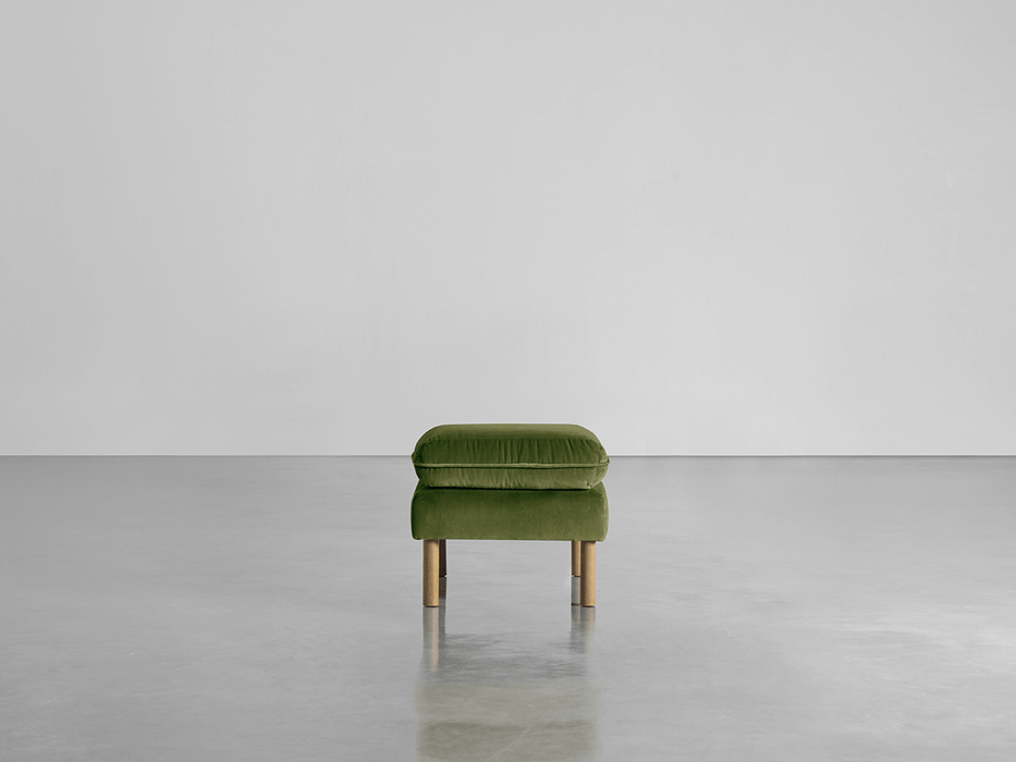 Scandi Ottoman Moss Cotton Velvet