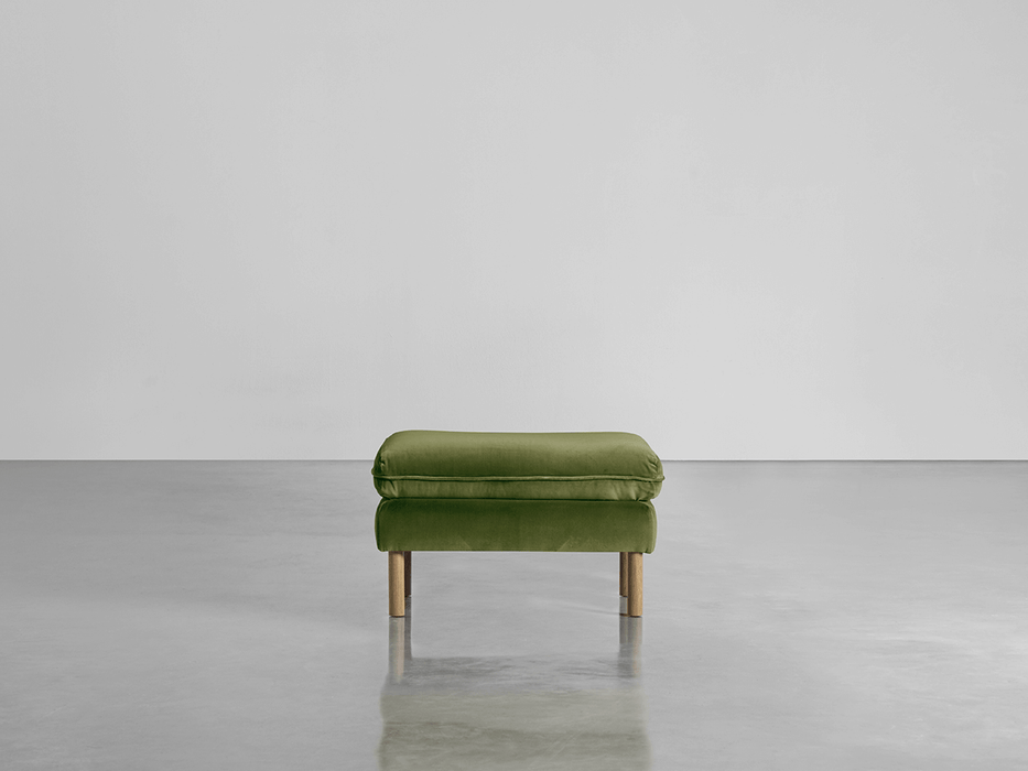 Scandi Ottoman Moss Cotton Velvet