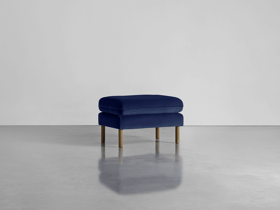 Scandi Ottoman Navy Cotton Velvet