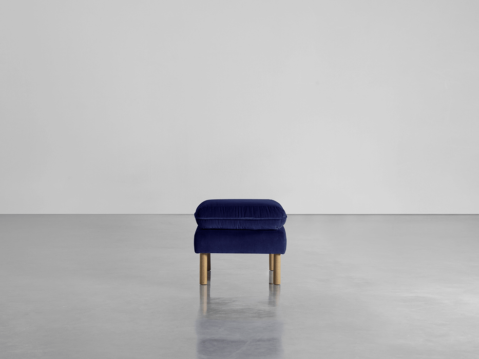 Scandi Ottoman Navy Cotton Velvet