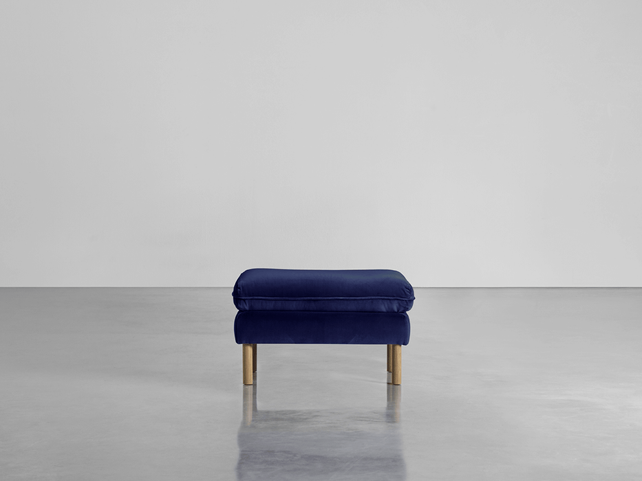 Scandi Ottoman Navy Cotton Velvet