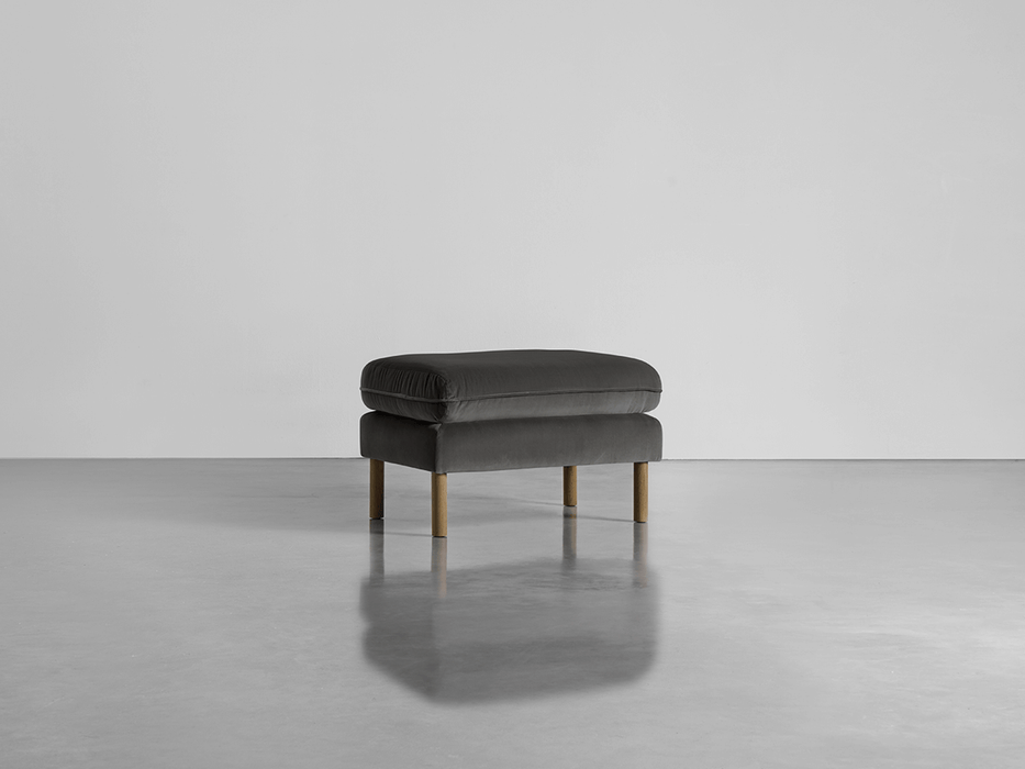 Scandi Ottoman Slate Cotton Velvet