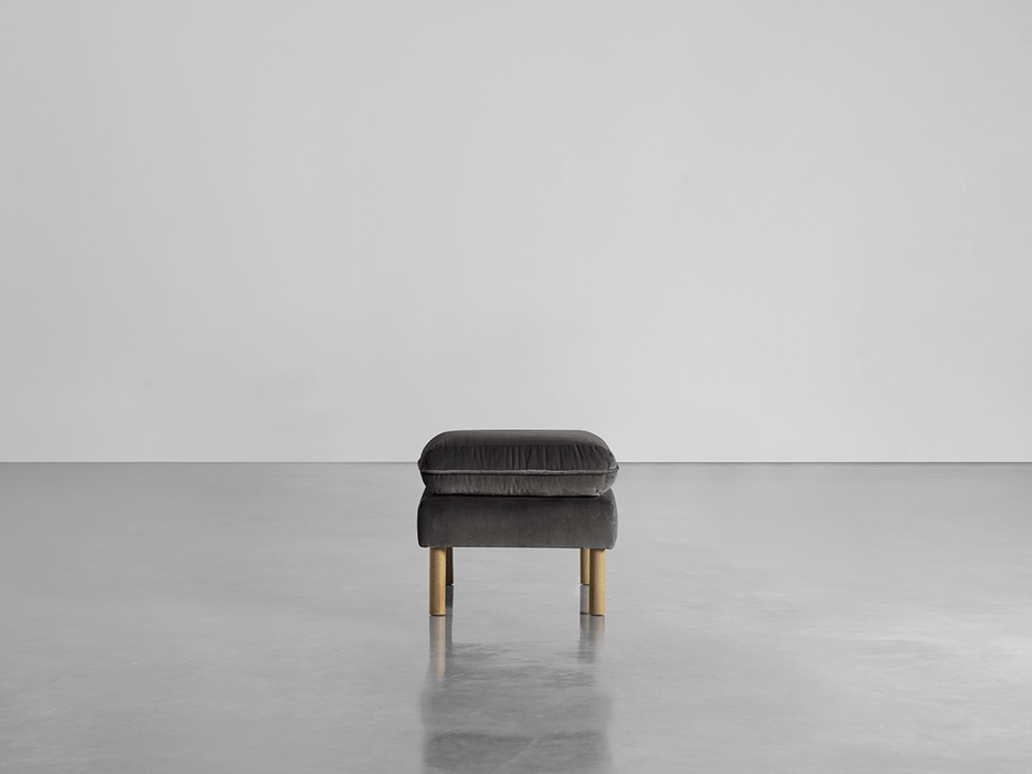 Scandi Ottoman Slate Cotton Velvet