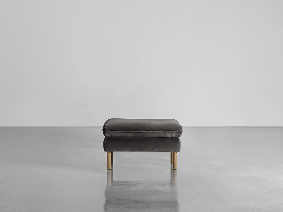 Scandi Ottoman Slate Cotton Velvet