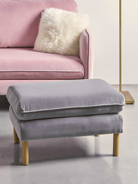 Scandi Ottoman Swedish Grey Cotton Velvet
