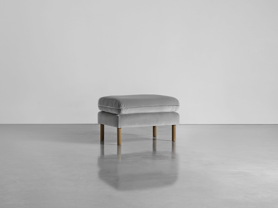 Scandi Ottoman Swedish Grey Cotton Velvet