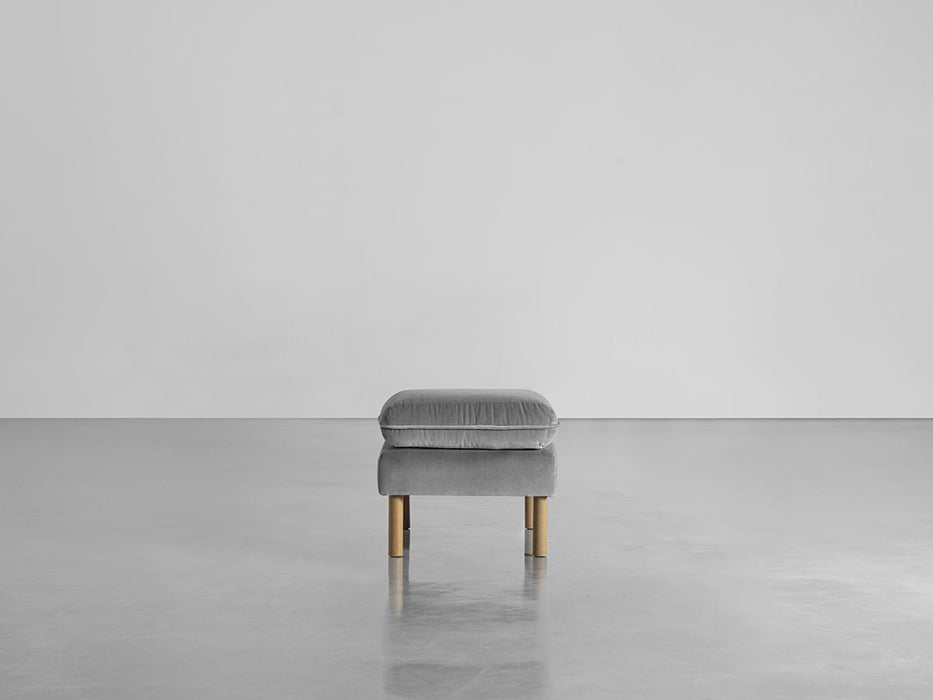 Scandi Ottoman Swedish Grey Cotton Velvet