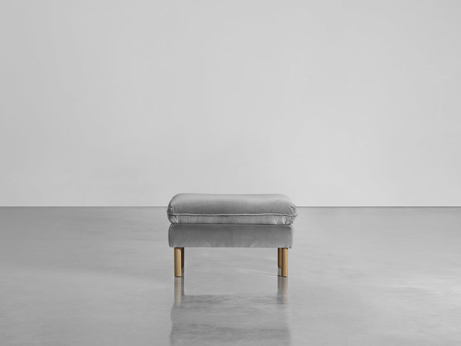 Scandi Ottoman Swedish Grey Cotton Velvet