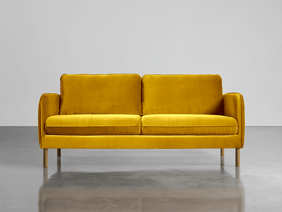 Scandi Petite Sofa Gold Cotton Velvet