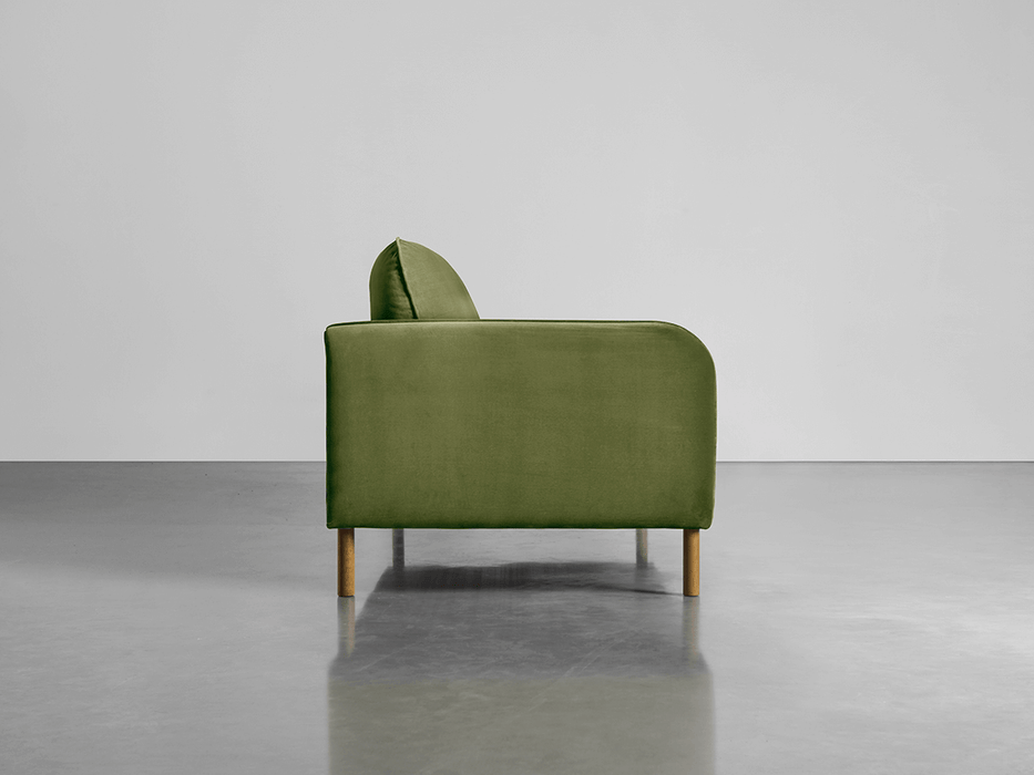 Scandi Midi Sofa Moss Cotton Velvet