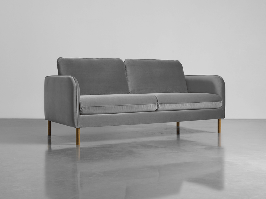 Scandi Midi Sofa Swedish Grey Cotton Velvet