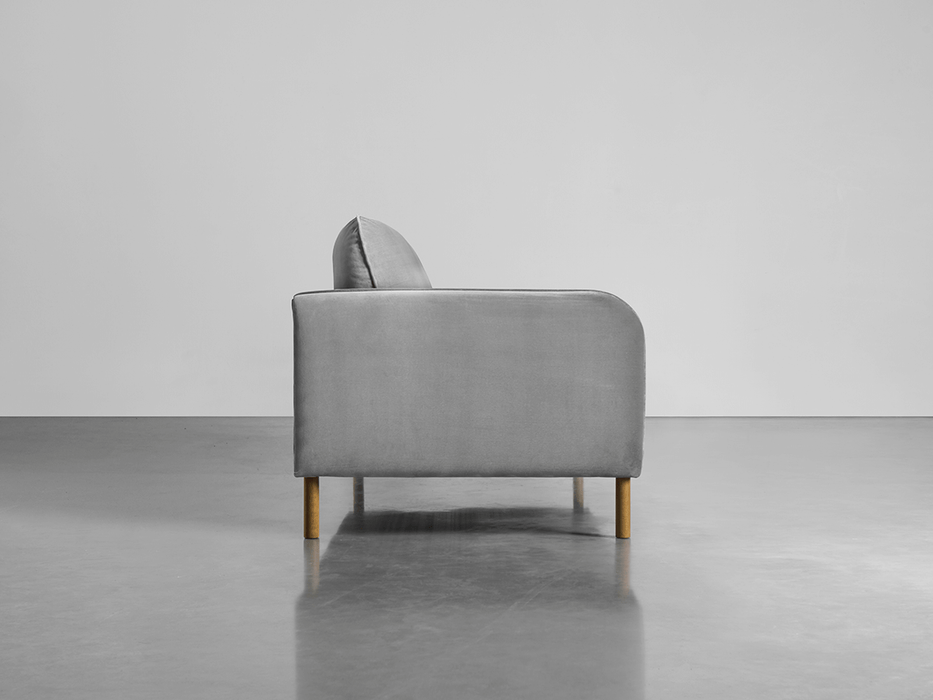 Scandi Midi Sofa Swedish Grey Cotton Velvet