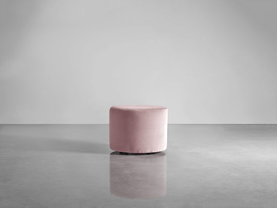 Scandi Footstool - Blush Cotton Velvet