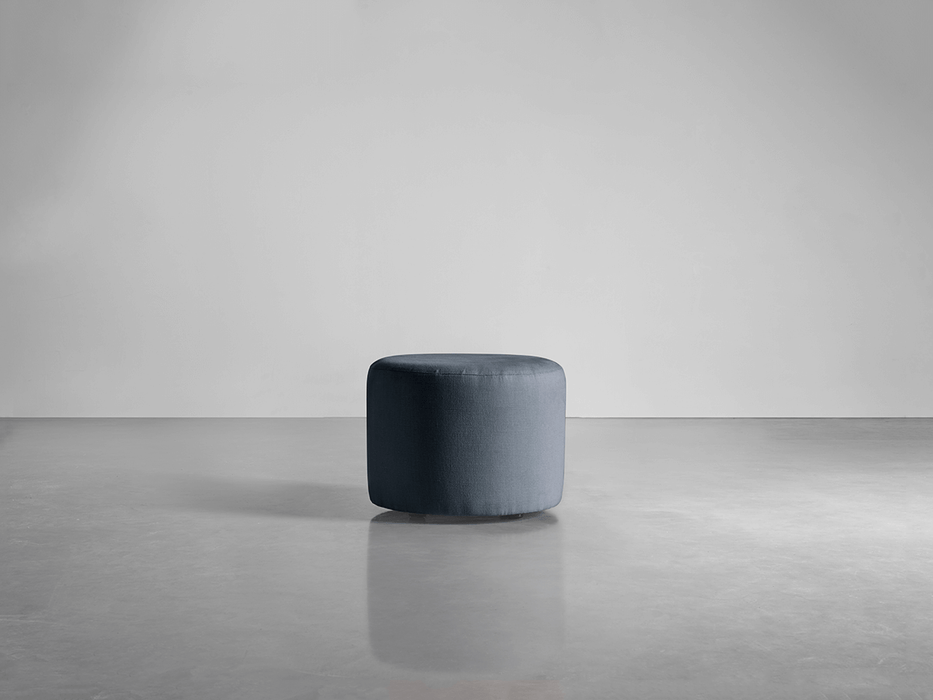 Scandi Footstool - French Blue Linen Cotton Blend