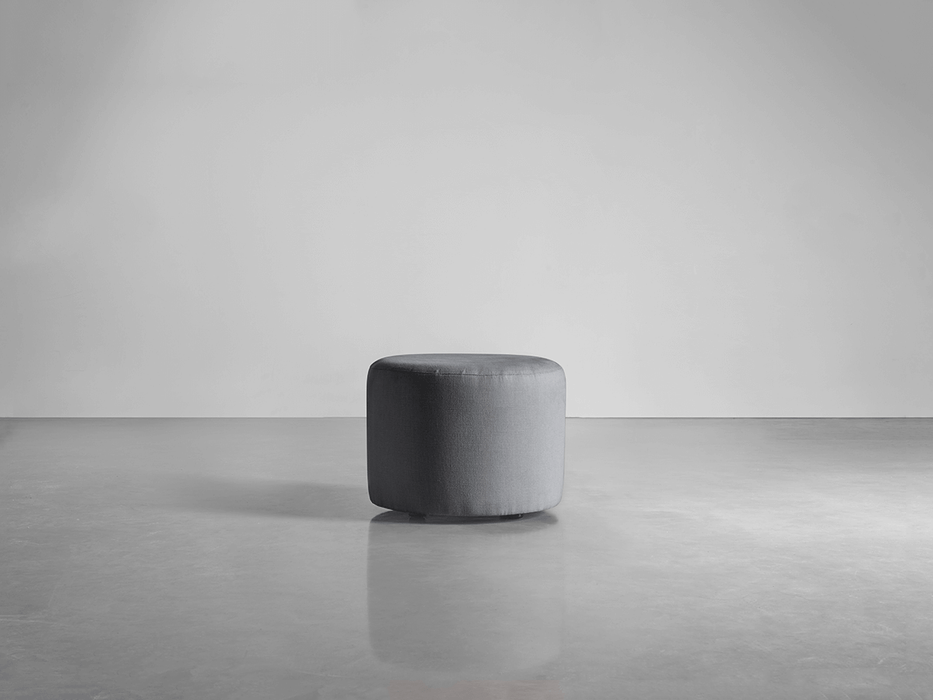 Scandi Footstool - Smoke Linen Cotton Blend