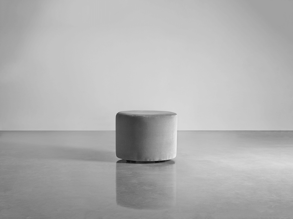Scandi Footstool - Swedish Grey Cotton Velvet