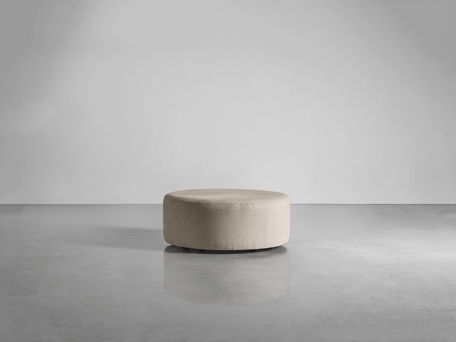 Scandi Round Ottoman - Birch Linen Cotton Blend