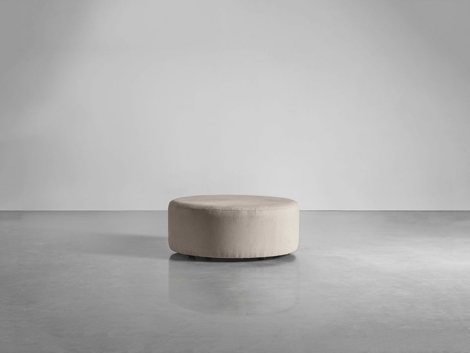 Scandi Round Ottoman - Birch Linen Cotton Blend