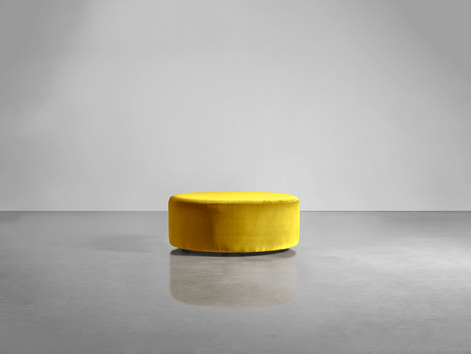 Scandi Round Ottoman - Gold Cotton Velvet