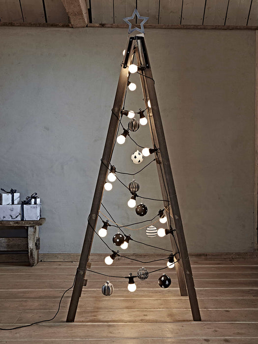 Six Monochrome Glass Baubles