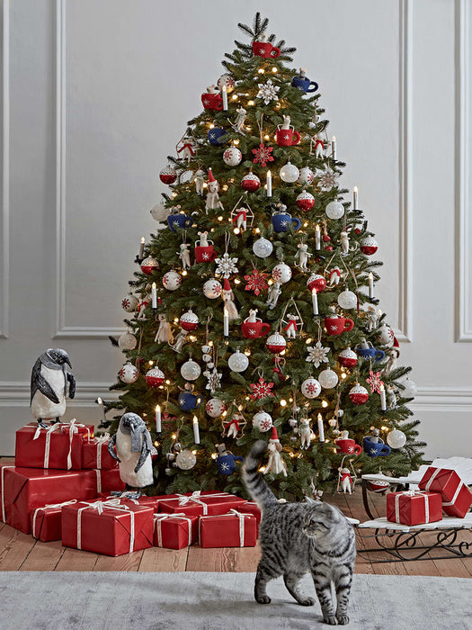 Six Red Dotty Baubles