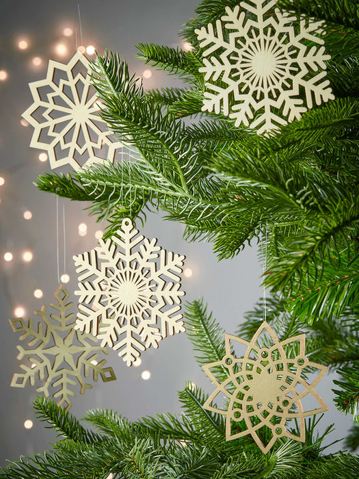 Twelve Plywood Snowflakes