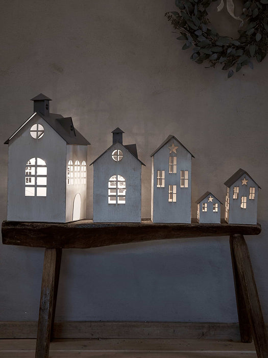 Three Scandi Tea Light Houses