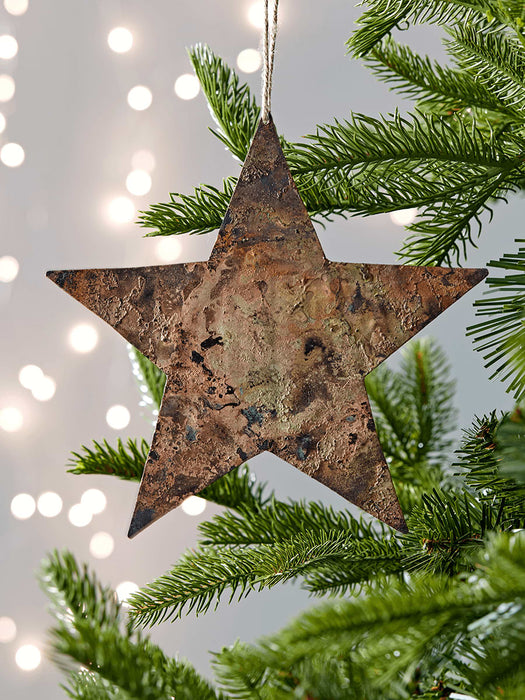 Three Large Burnished Copper Stars