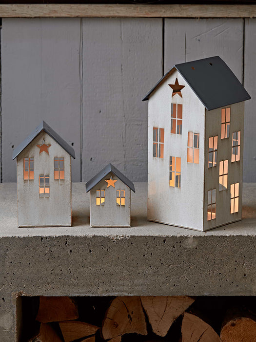 Three Scandi Tea Light Houses