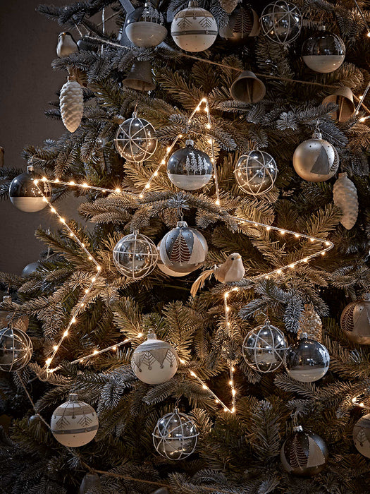 Six Glass Tree Baubles - Dove Grey
