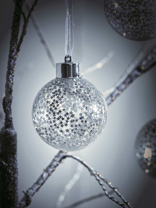 Six Light Up Starry Baubles
