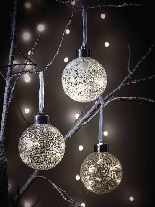 Six Light Up Starry Baubles