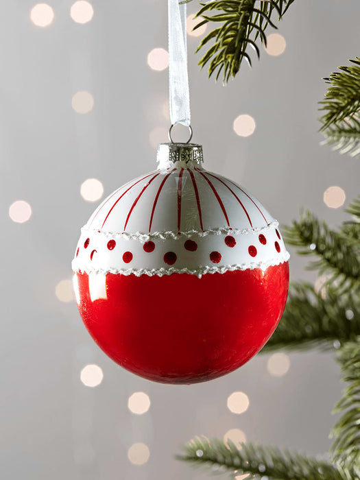 Six Red Dotty Baubles