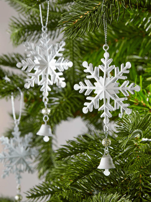 Six White Metal Snowflakes