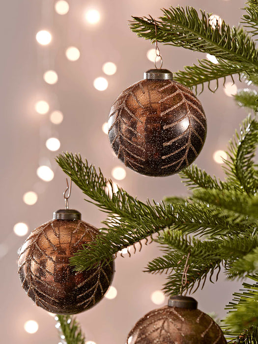 Six Ombre Leaf Baubles - Copper