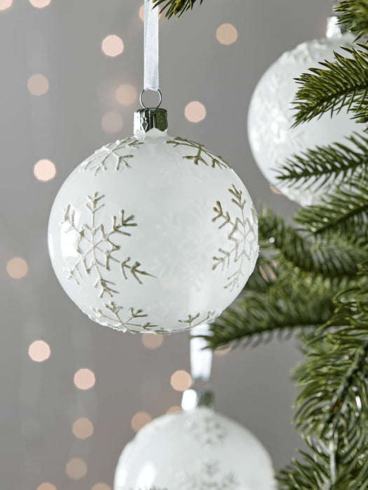 Six Hand Painted Snowflake Baubles