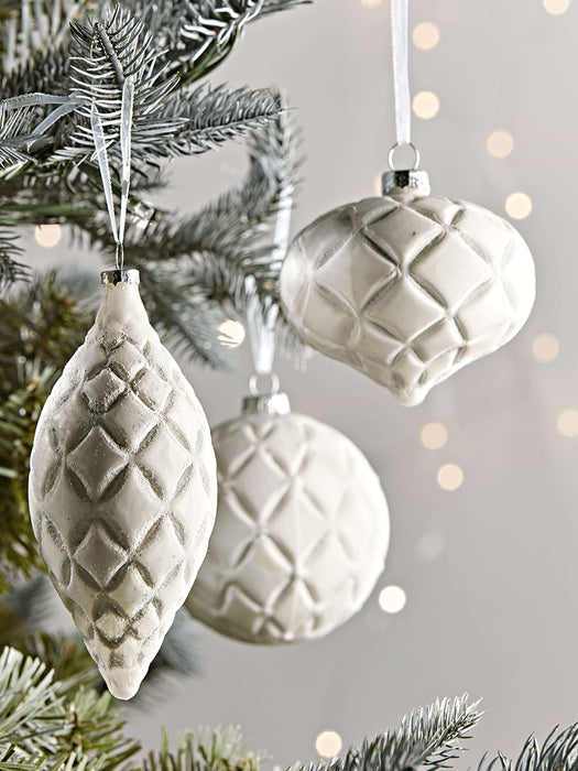 Six Textured Vintage Style Baubles