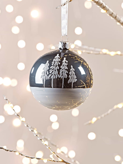 Six Glass Tree Baubles - Dove Grey
