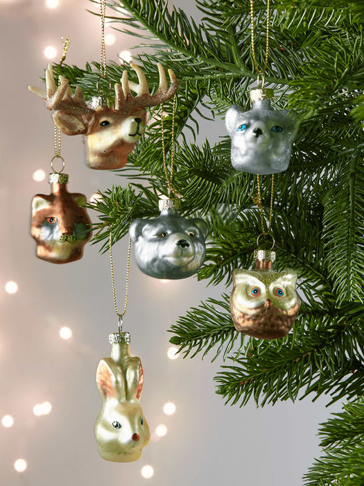 Six Woodland Glass Decorations