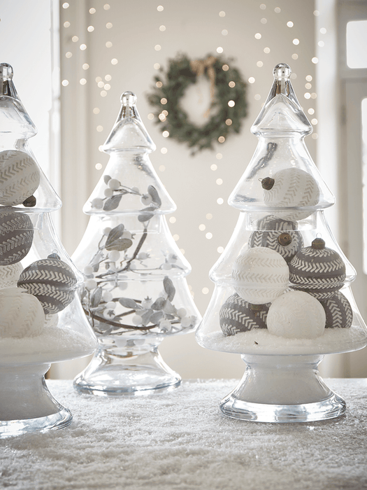 Six Grey & White Chevron Baubles