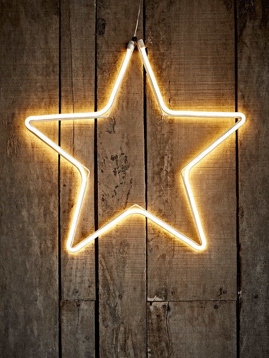 Neon Style Star Silhouette Outdoor Light