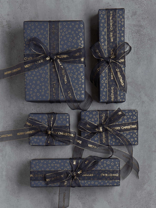 Gold & Grey Organza Merry Christmas Ribbon