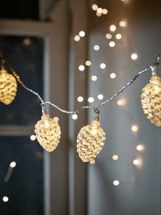 Frosted Pinecone Light Garland
