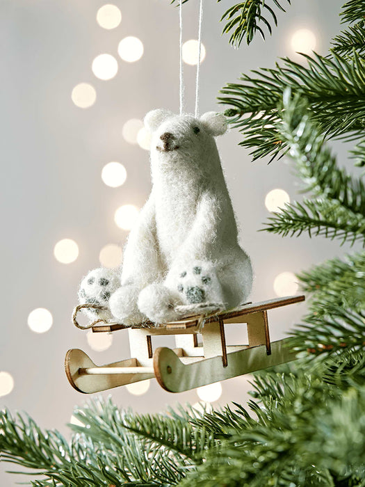 Felt Sledding Polar Bear