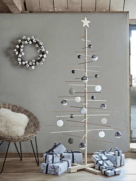 Six Textured Grey & White Baubles