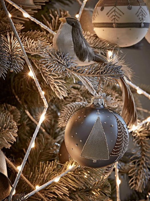 Six Flocked Tree Baubles
